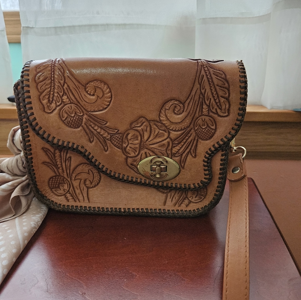 Tooled leather purse